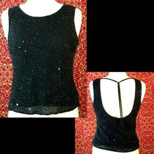 SCALA sleeveless beaded evening blouse L 💥🕙